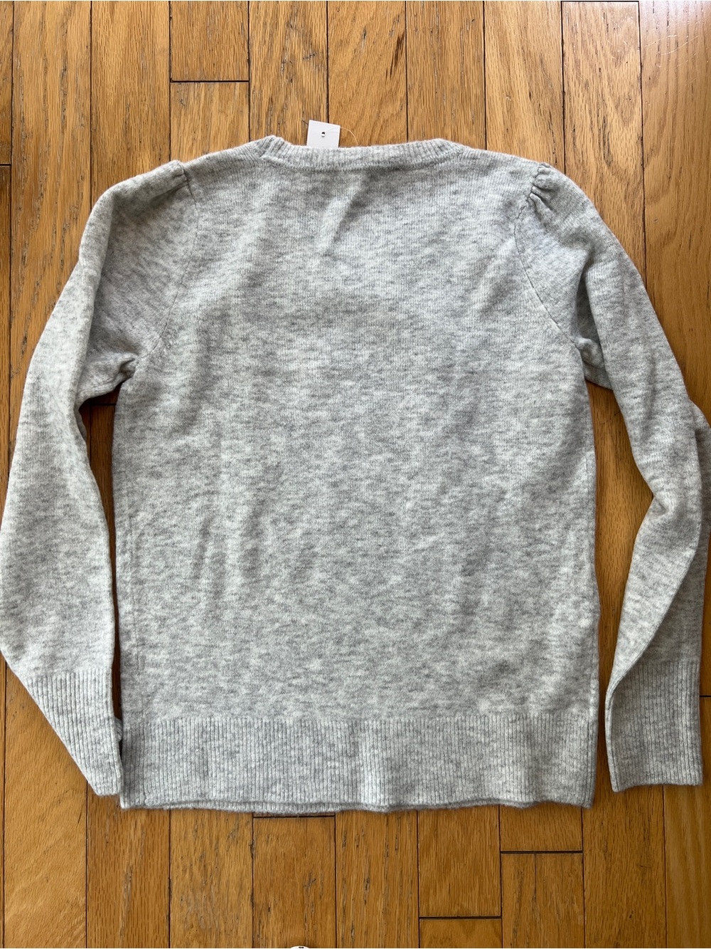 LOFT Light Gray Puff-Sleeve Knit Sweater - Picture 6 of 6